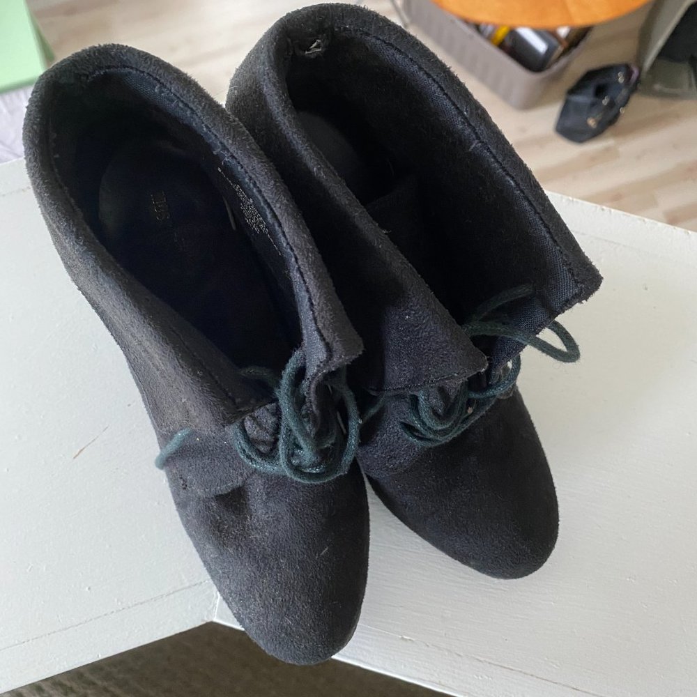 Mossimo Supply Co Wedge Booties Faux Black Suede 9 - Picture 9 of 13